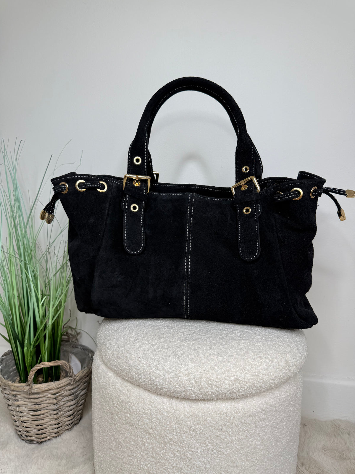Sac Clara XL Noir 100% Cuir Daim (expédition le 25/09)