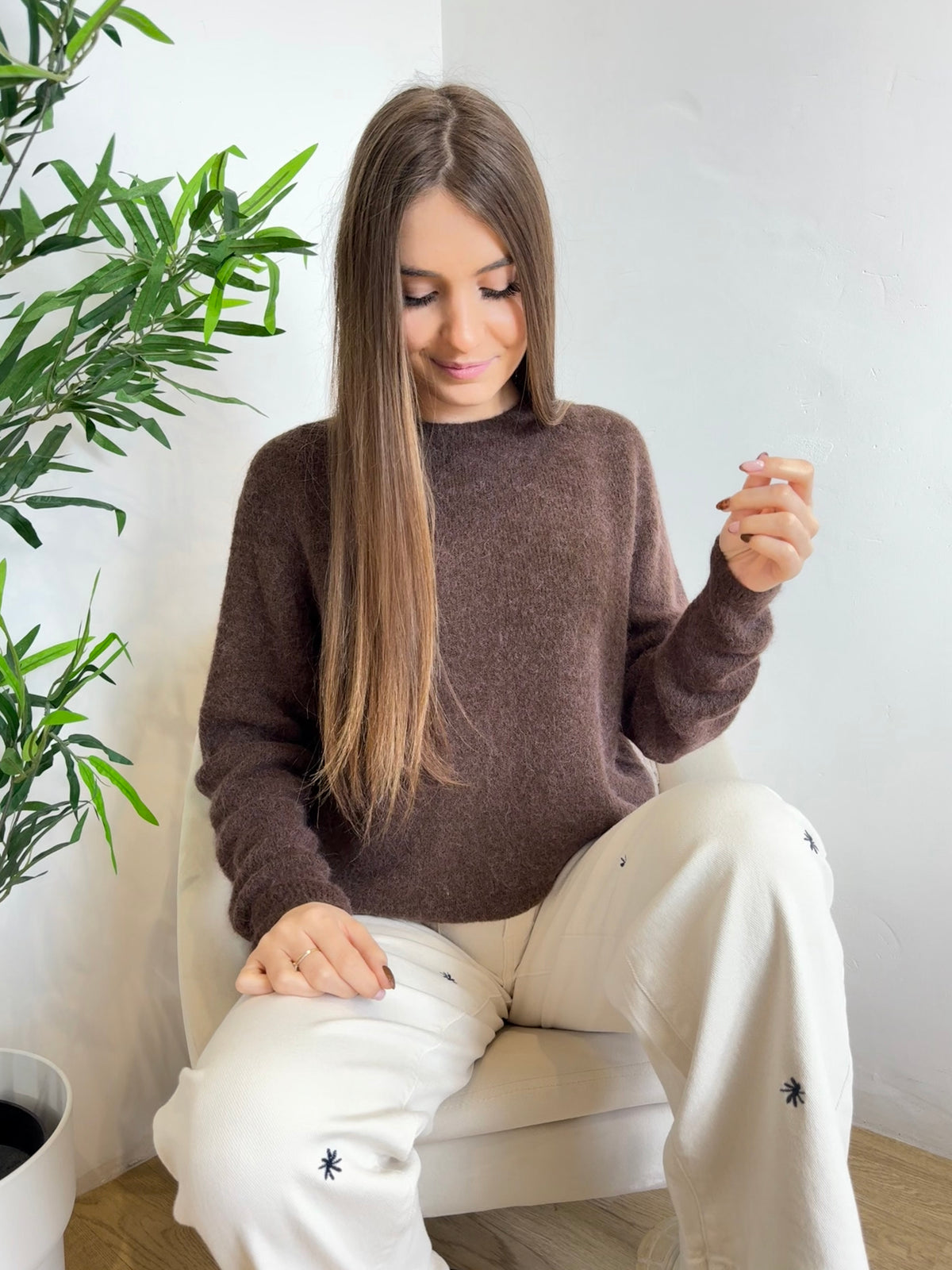 Pull col rond en Alpaga