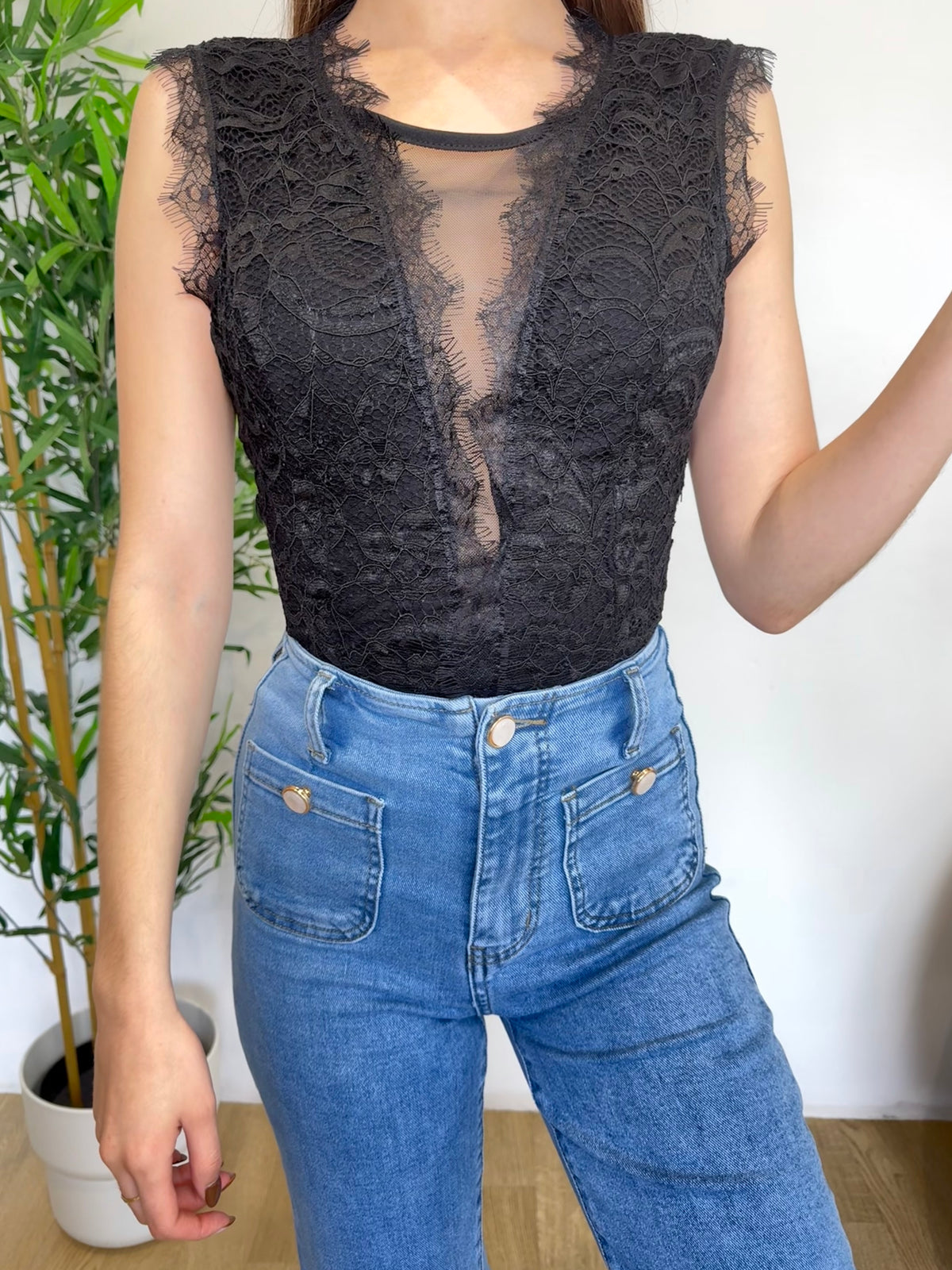 Body en dentelle dos nu noir