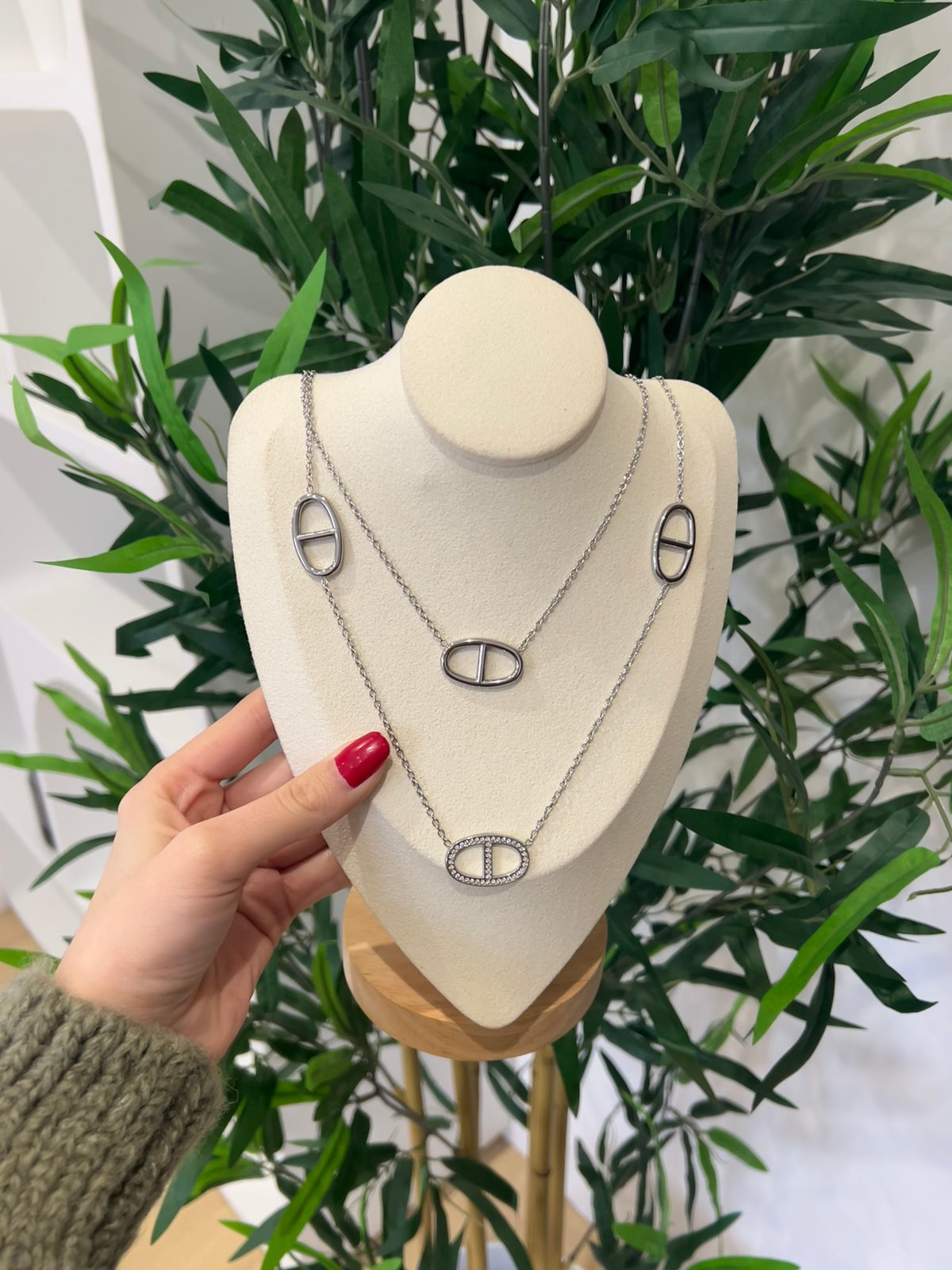 Collier sautoir 2 en 1 argenté