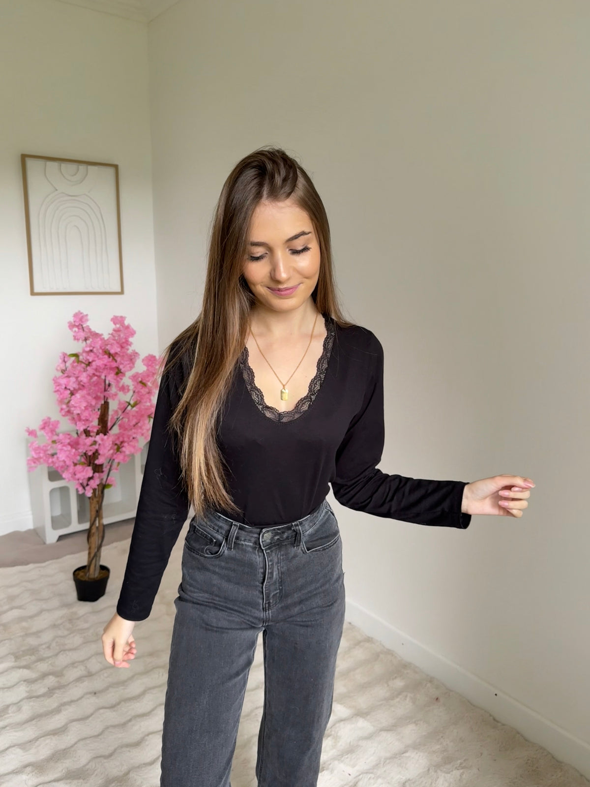 Top en dentelle noir 100% Coton