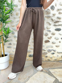 Pantalon en gaz de coton choco