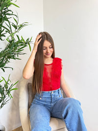 Body en dentelle dos nu rouge(précommande )