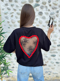 T-Shirt cœur en dentelle