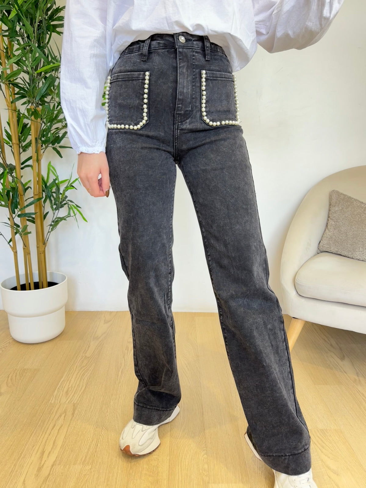 Jeans noir avec détails