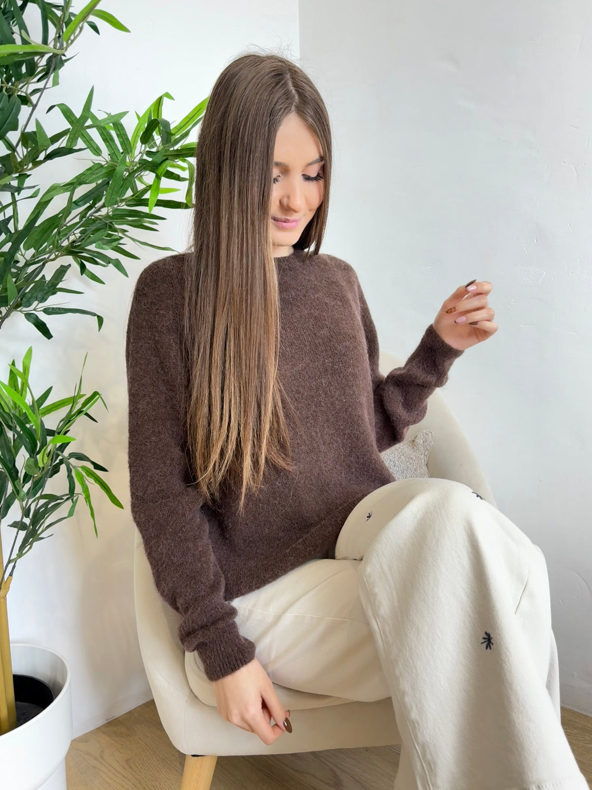 Pull col rond en Alpaga