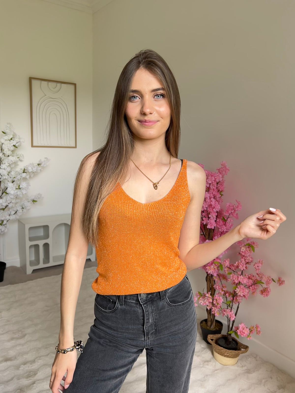 Débardeur à paillettes Orange ( Précommande)