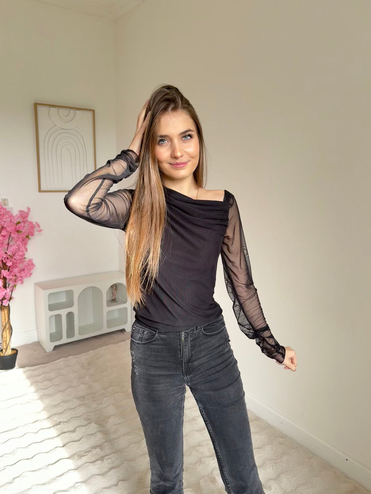 Top asymétrique noir