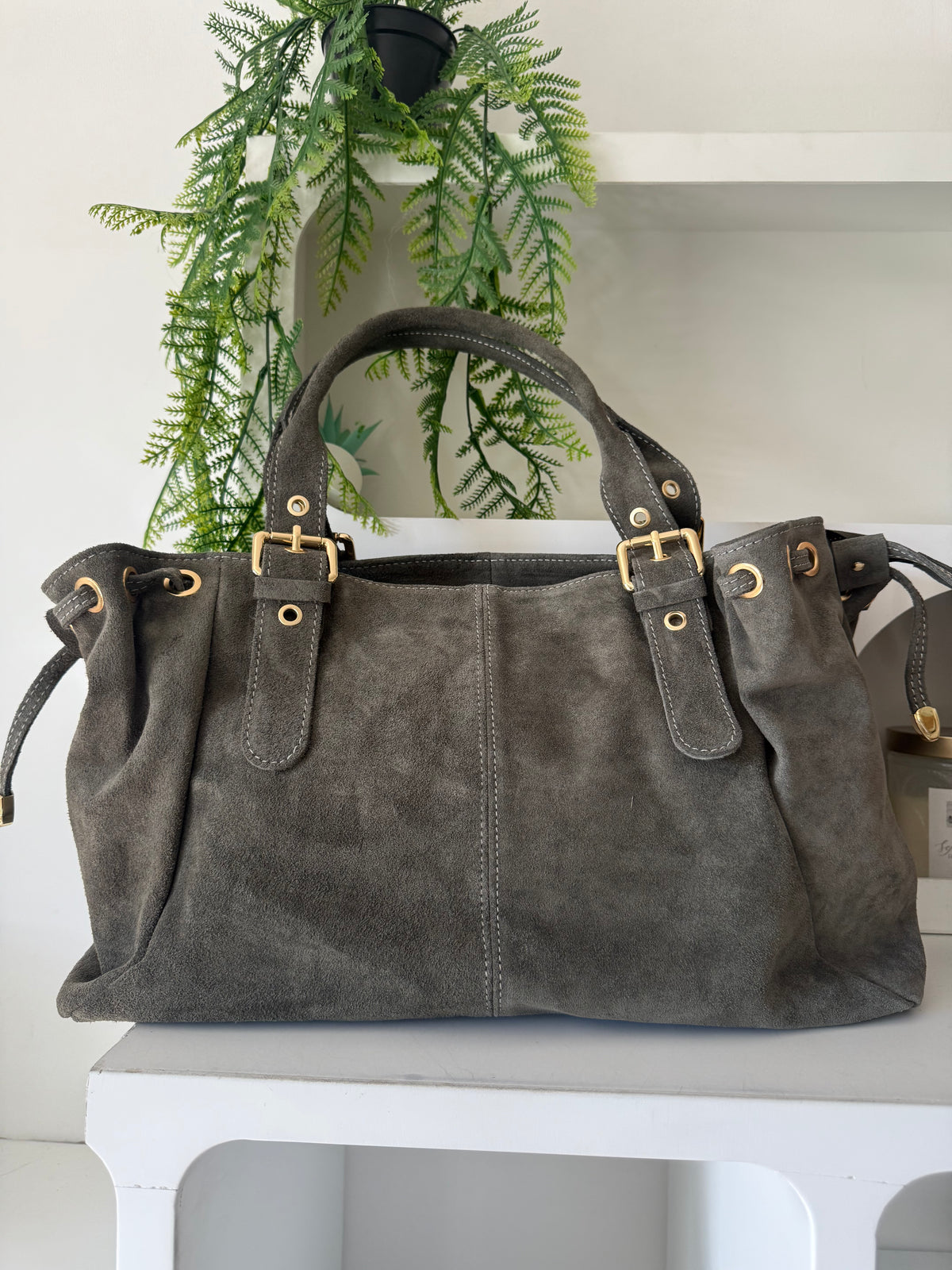 Sac Clara XL Kaki 100% Cuir Daim