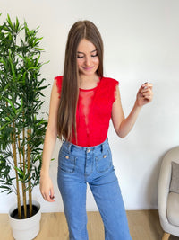 Body en dentelle dos nu rouge(précommande )