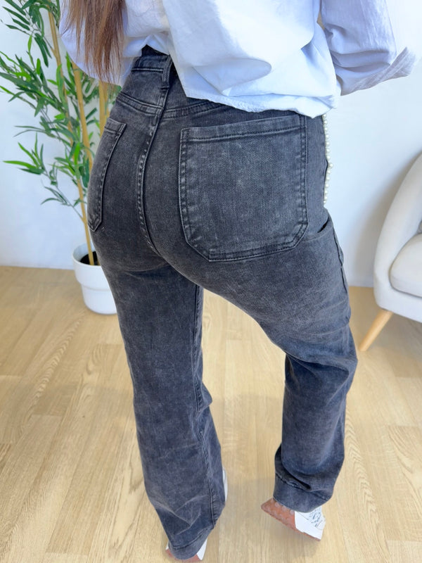 Jeans noir avec détails