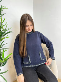 Pull Bleu marine à strass