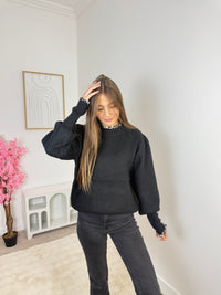 Pull avec col / manches léopard