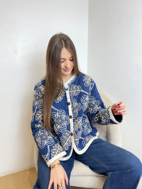 Veste en coton matelassé avec broderie