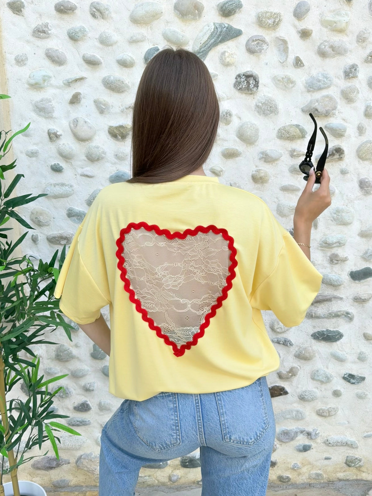 T-Shirt cœur en dentelle