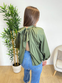 Blouse avec noeud kaki