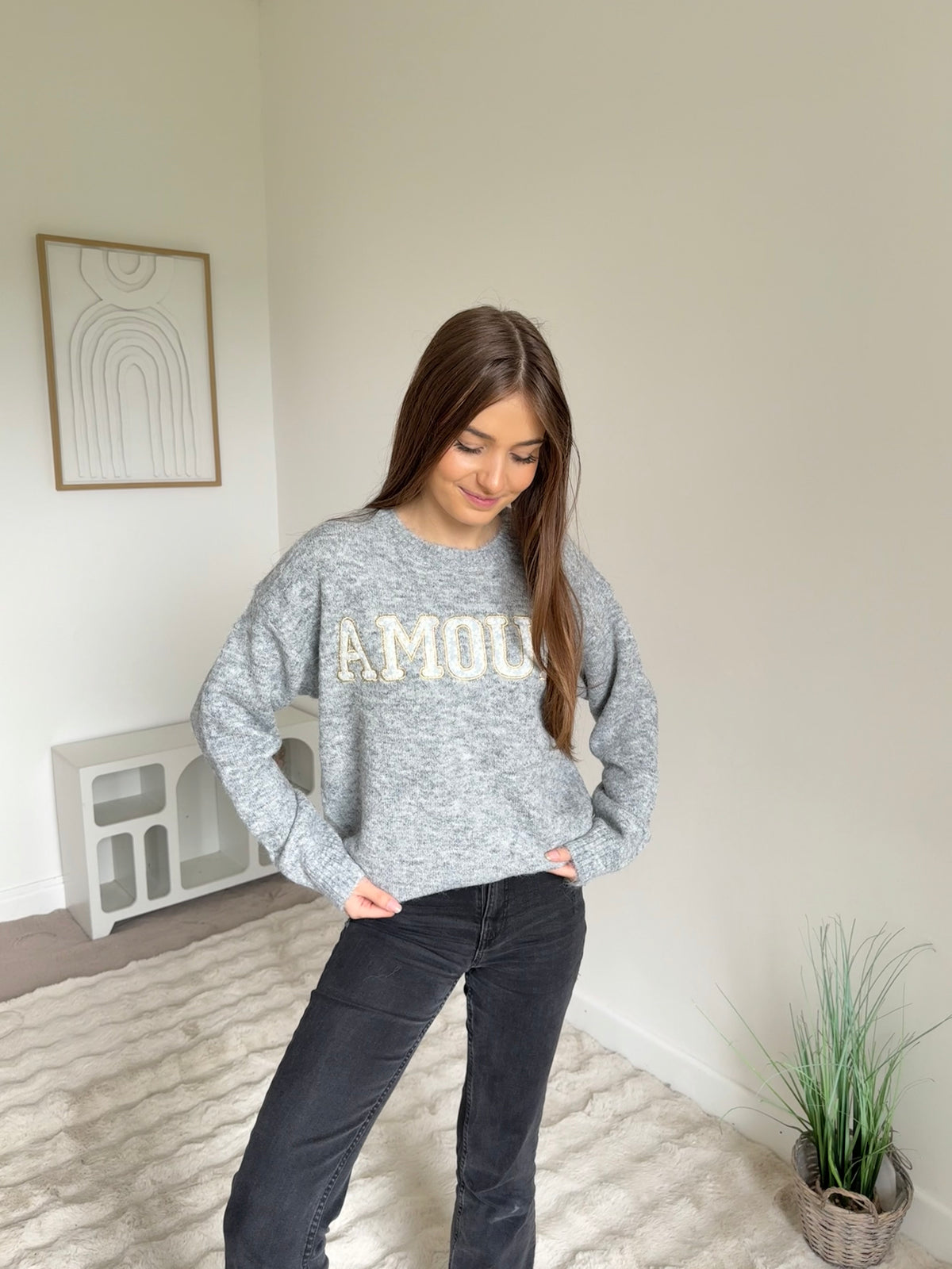 Pull Amour gris