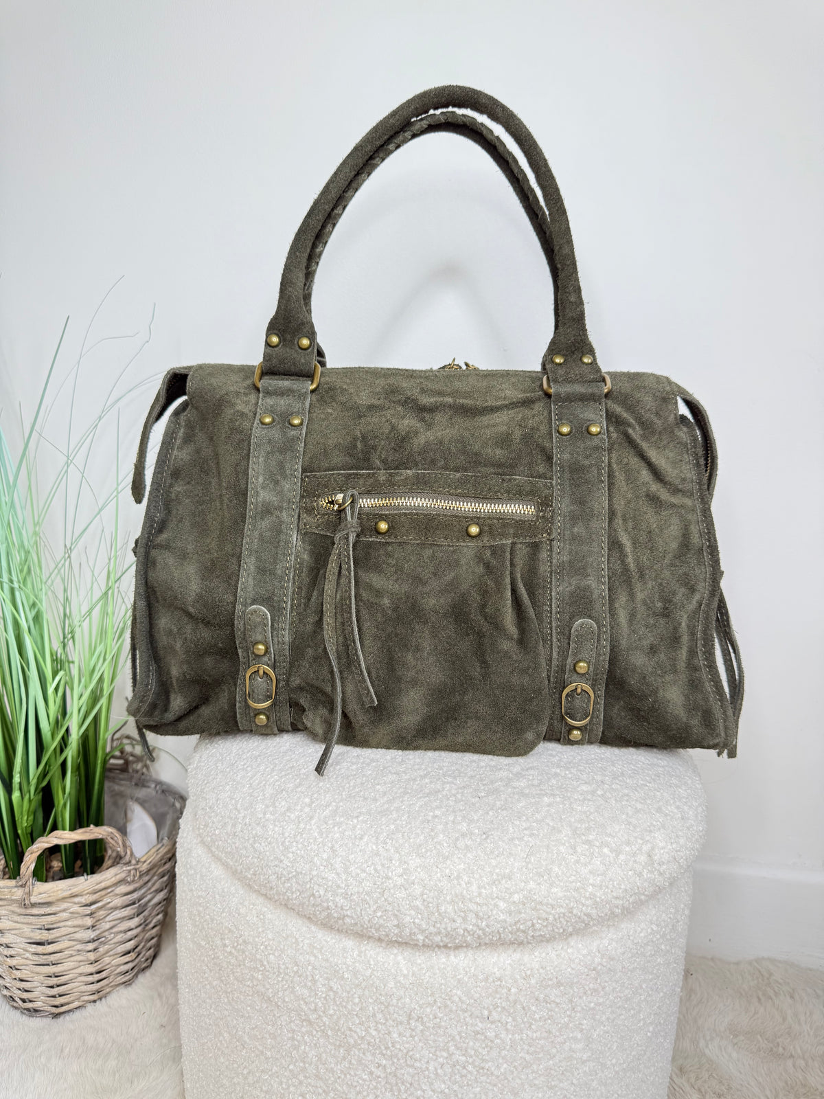 Sac Anna XXL 100% Cuir Kaki