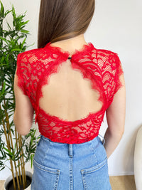 Body en dentelle dos nu rouge(précommande )