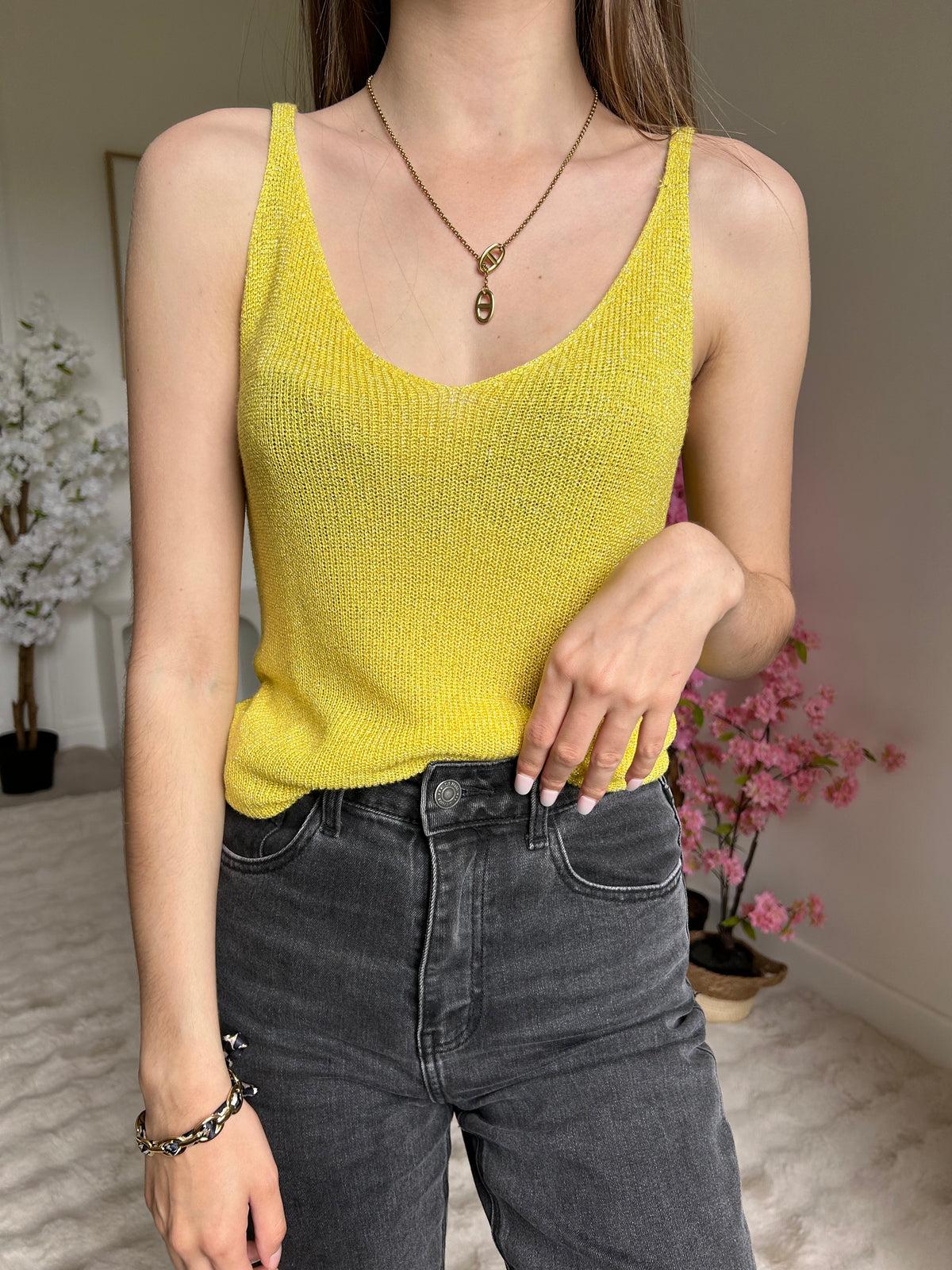 Débardeur à paillettes Jaune